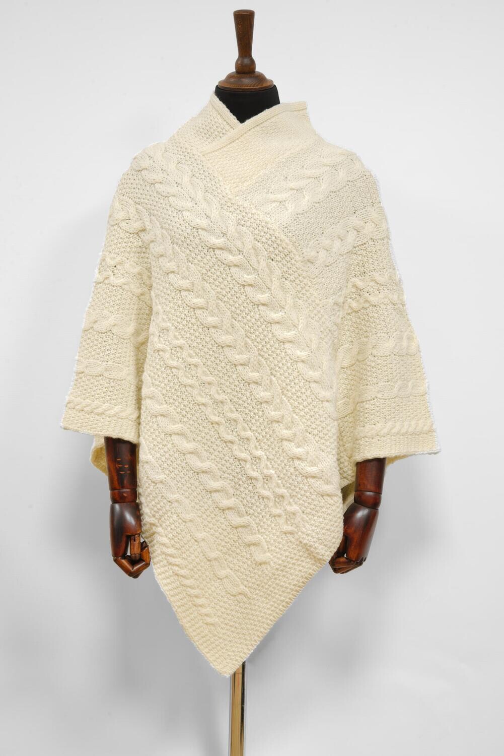 V-Neck Poncho | Ecru