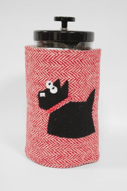 Harris Tweed Cafetiere Cosy | Red White HB (Scottie Dog)