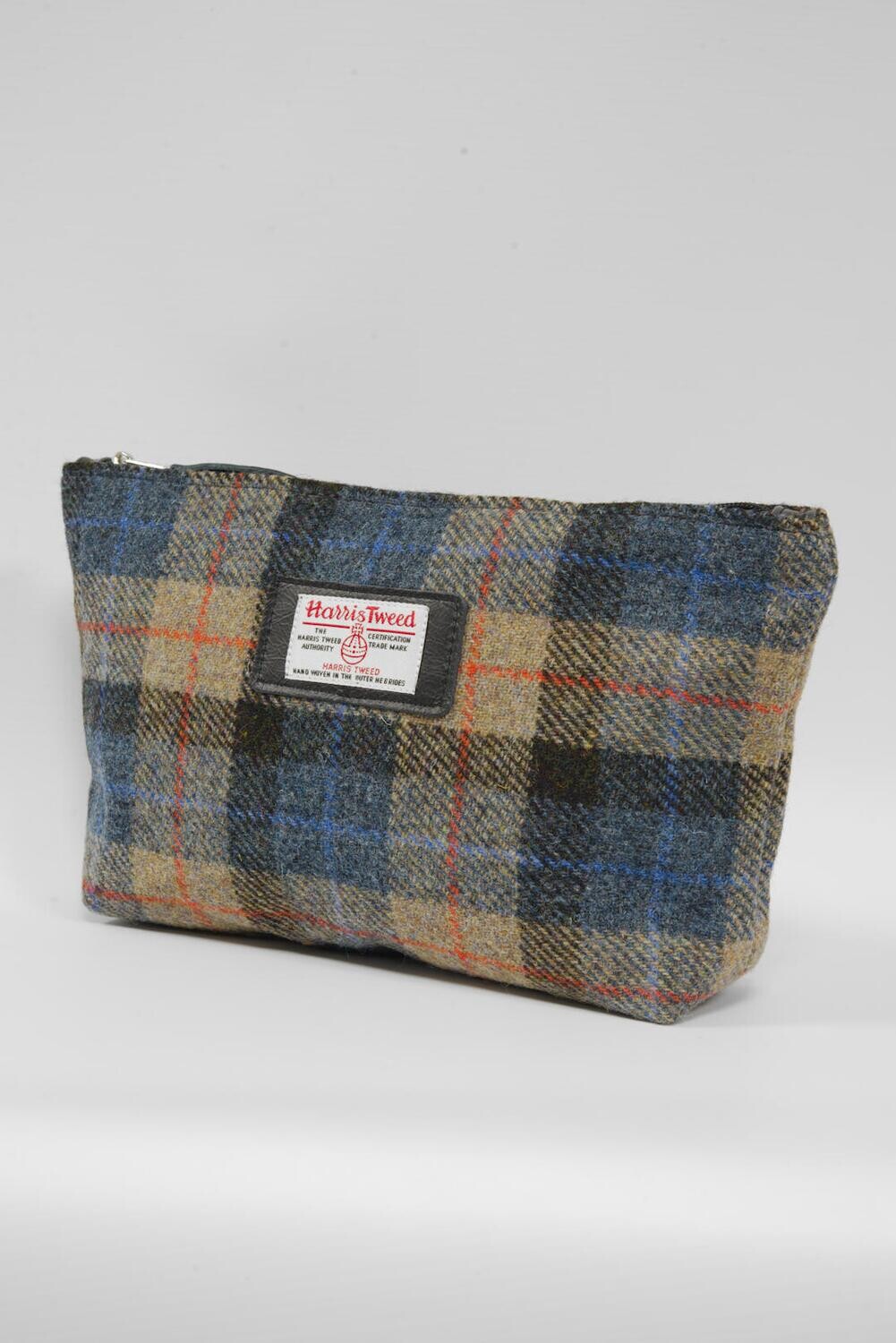 Harris Tweed Toiletries Bag A0162 Black Leather Harris Tweed