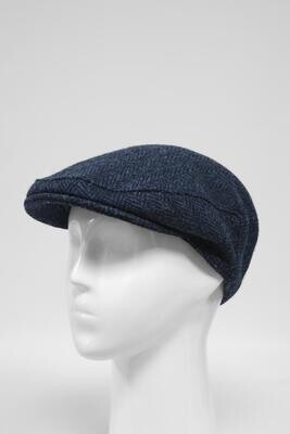 Harris Tweed Flat Cap | Navy Herringbone (HW)