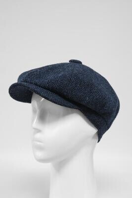 Harris Tweed 8 Piece Flat Cap | Navy Herringbone(HW)