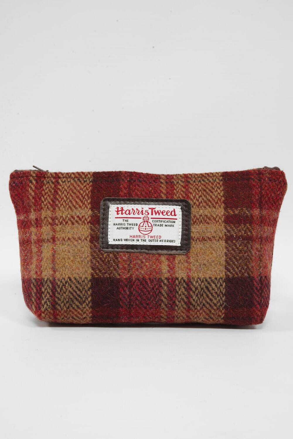 Harris Tweed Cosmetic Bag A0238 Brown Leather Harris Tweed Cosmetic