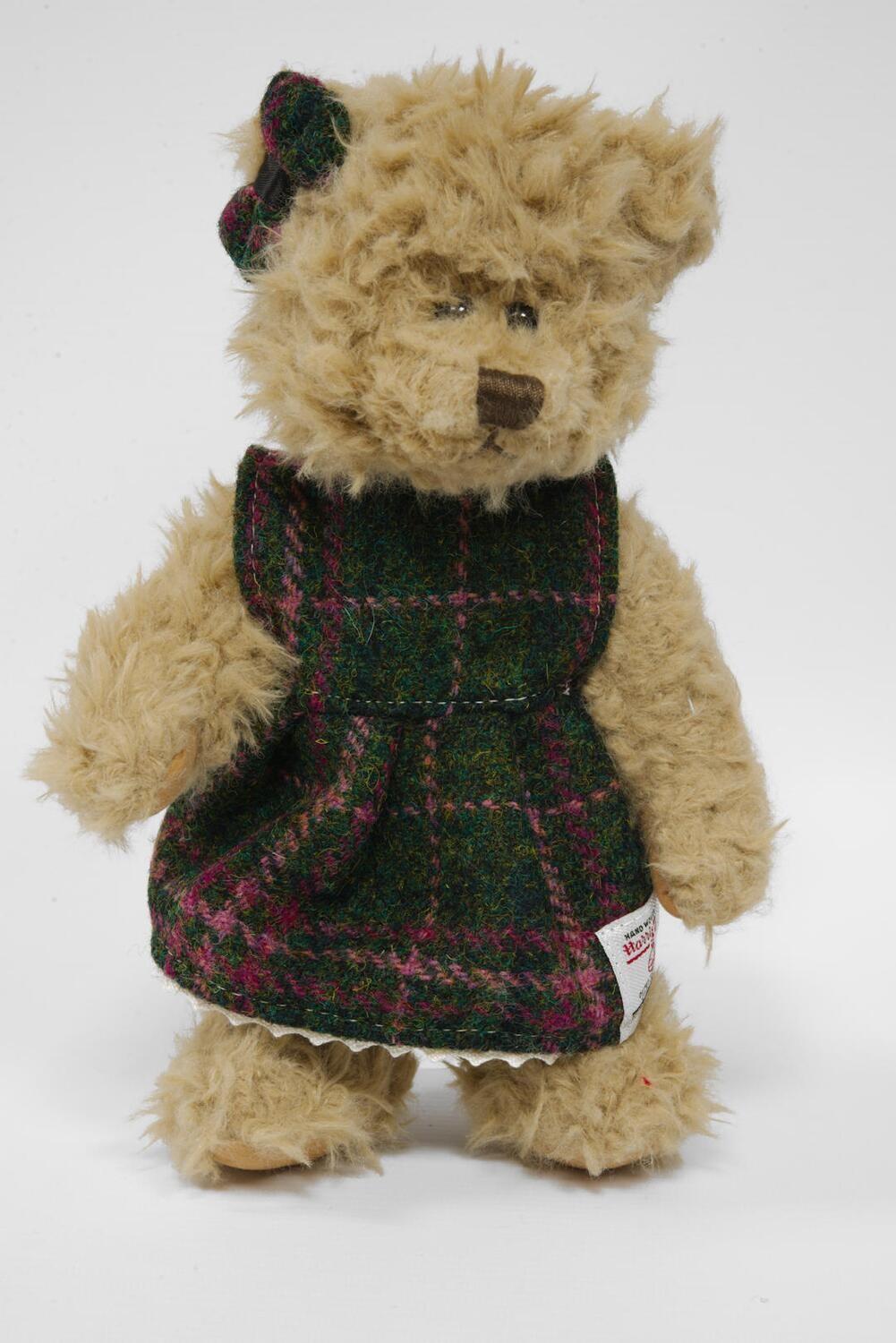 Teddy Bear with Harris Tweed Outfit | Girl Green/Plum Check Small