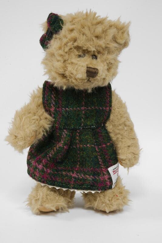Teddy Bear with Harris Tweed Outfit | Girl Green/Plum Check Small