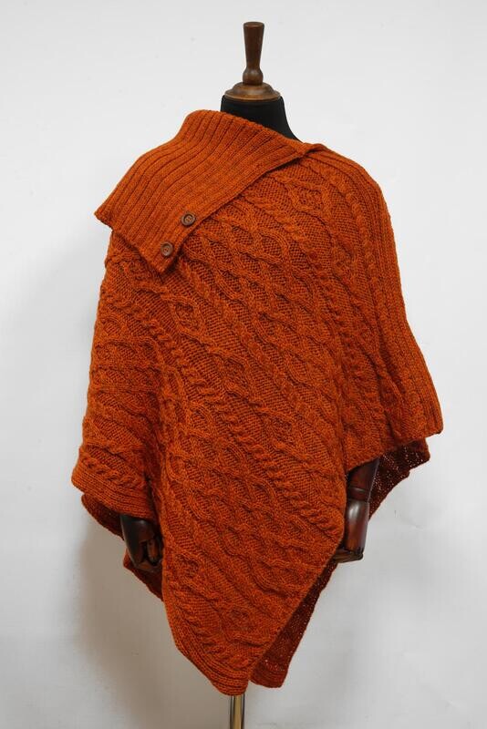Long Neck Poncho | Burnt Orange