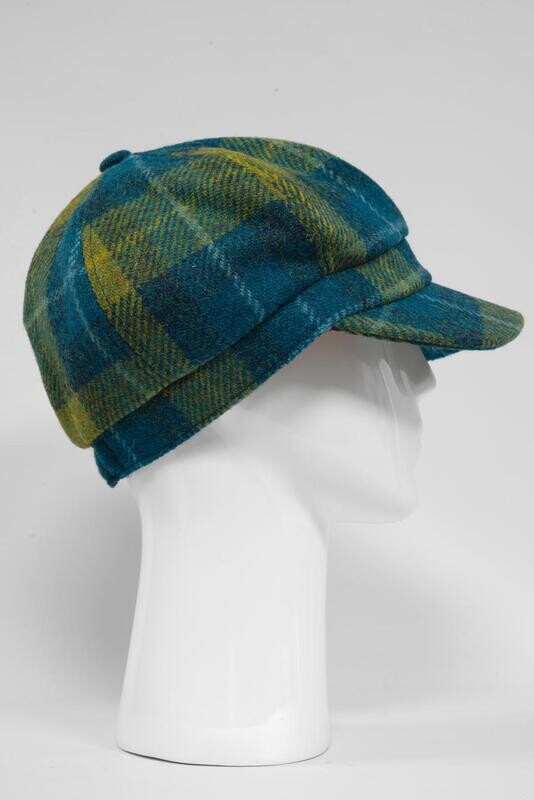 Harris Tweed Baker Boy Hat | Sea Blue/Green Check (GA)