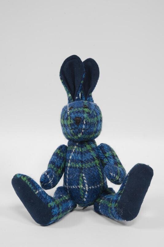 Harris Tweed 12&quot; Fully Jointed Rabbit | A0169 (Blue)
