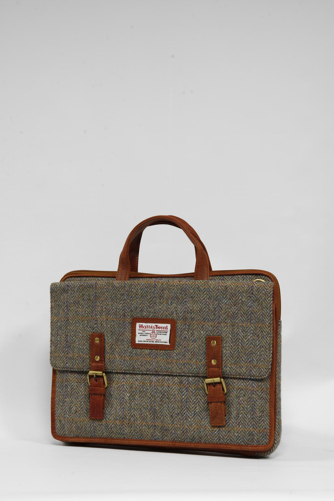 Harris Tweed Laptop Bag | HB107 Tan Leather