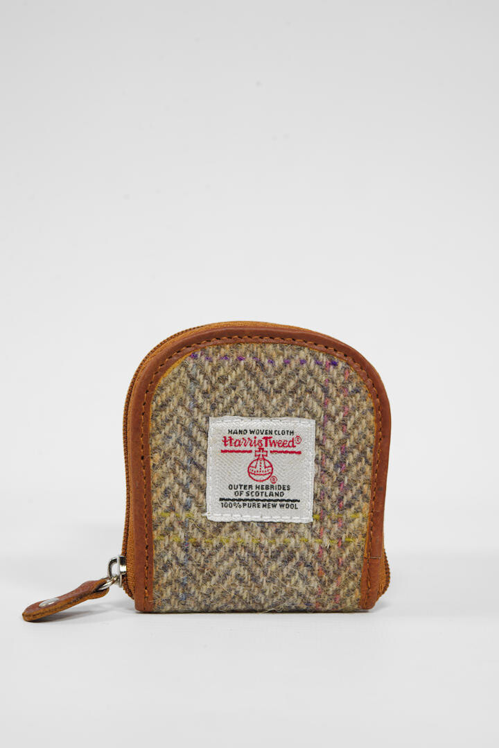 Harris Tweed Lewis Tray Coin Purse HB137 Tan Leather