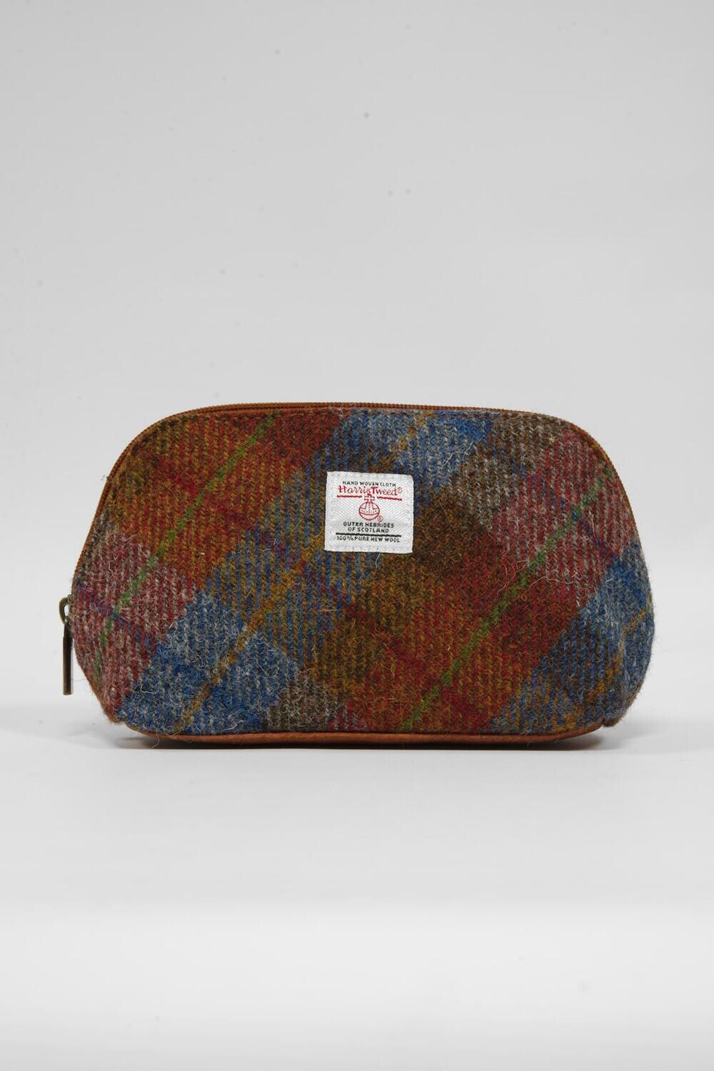 Harris Tweed Cosmetic Bag Style 2 A0212(c) Tan Leather Harris Tweed