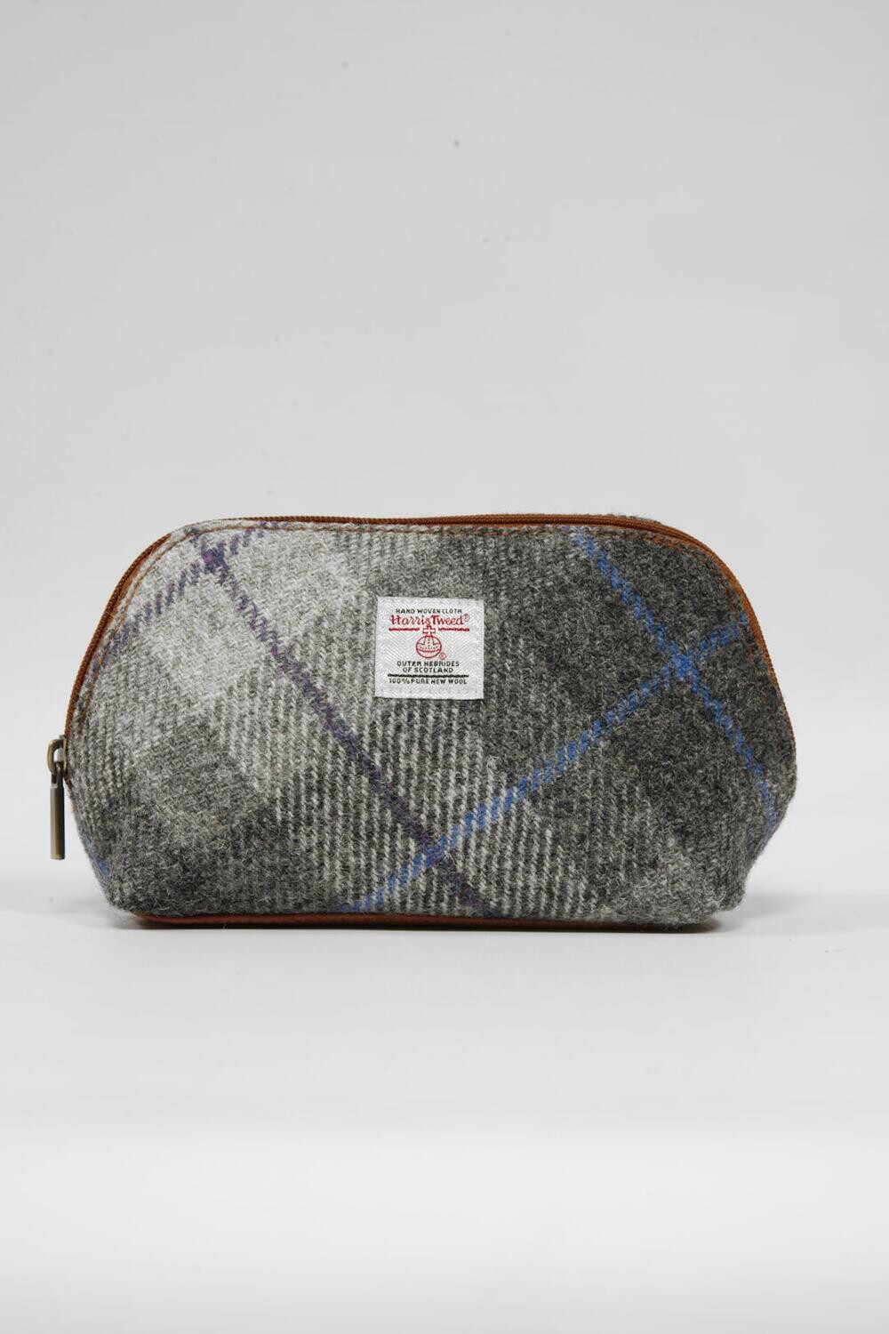 Harris Tweed Cosmetic Bag Style 2 | A0187(c) Tan Leather – Harris Tweed ...