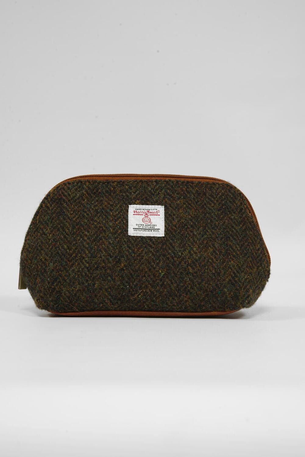 Harris Tweed Cosmetic Bag Style 2 HB83 Tan Leather Harris Tweed