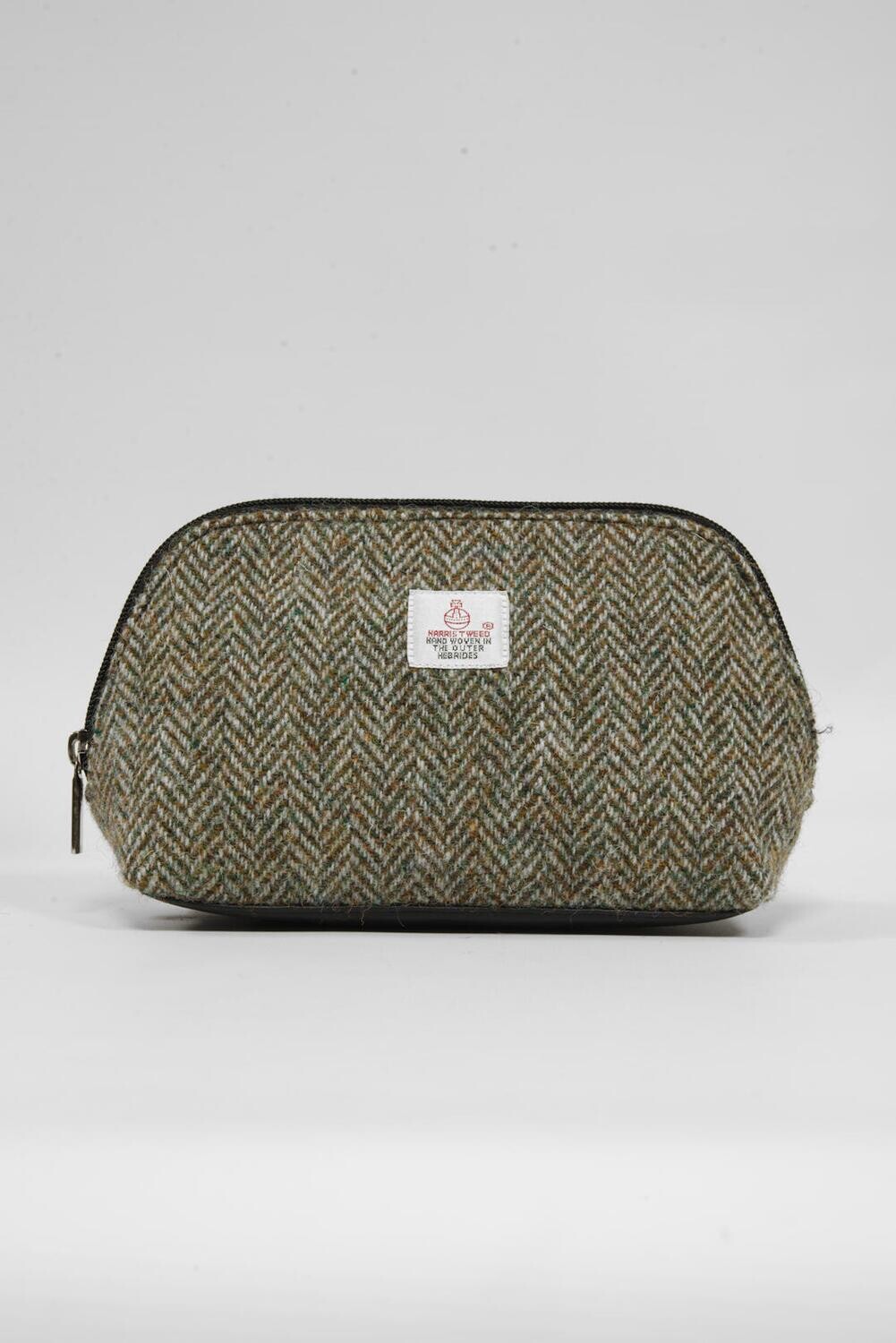 Harris Tweed Cosmetic Bag Style 2 HB52 Black Leather Harris Tweed