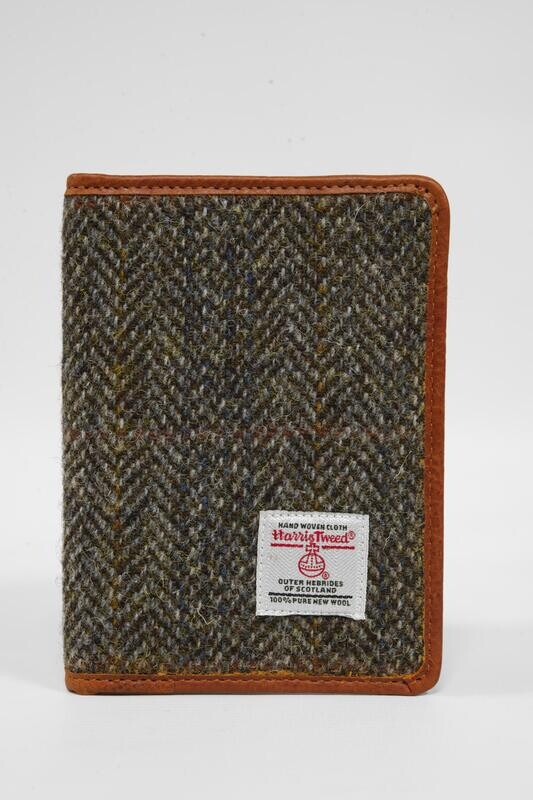 Harris Tweed Passport Cover | HB125 Tan Leather