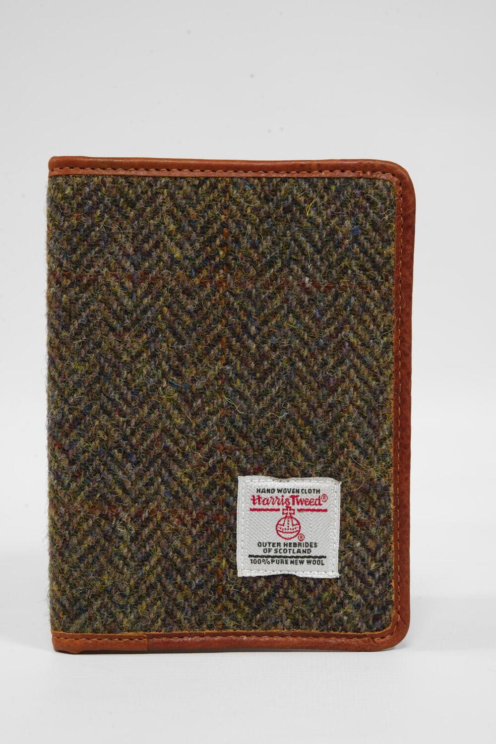 Harris Tweed Passport Cover | HB40 Tan Leather
