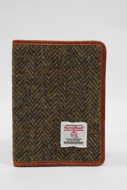 Harris Tweed Passport Cover | HB40 Tan Leather