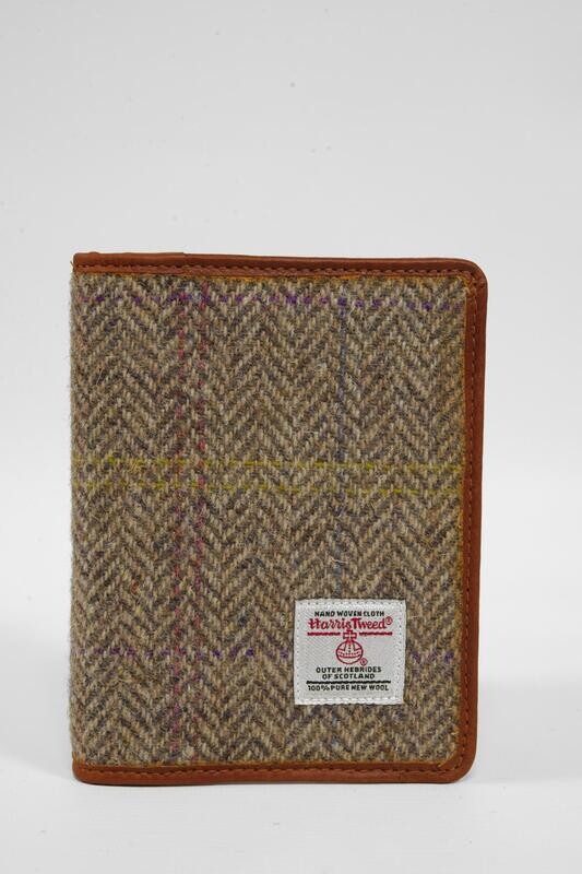 Harris Tweed Passport Cover | HB137 Tan Leather