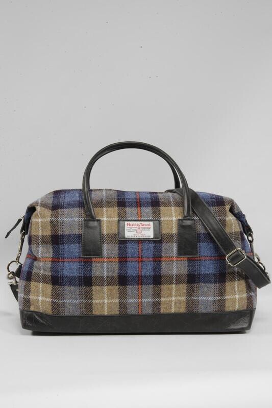 Harris Tweed Luggage Bag | A072 (Black Leather)