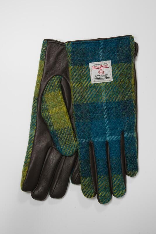 Harris Tweed Ladies Gloves | Sea Blue/Green Check