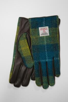 Harris Tweed Ladies Gloves | Sea Blue/Green Check