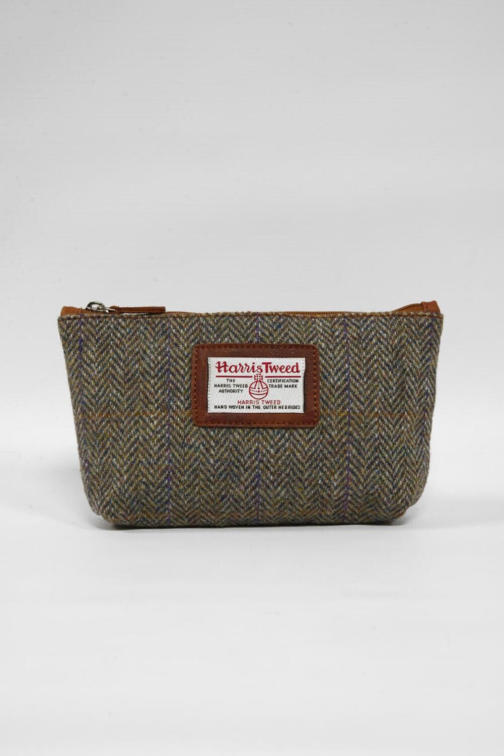 Harris Tweed Cosmetic Bag HB107 (Tan Leather) Harris Tweed Cosmetic