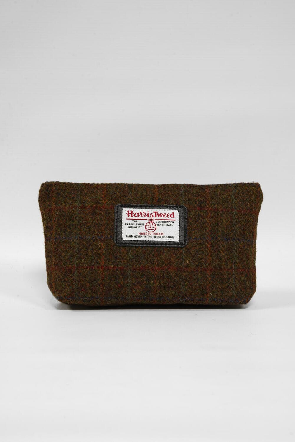 Harris Tweed Cosmetic Bag A069 (Tan Leather) Harris Tweed Cosmetic Bag A069 (Tan Leather