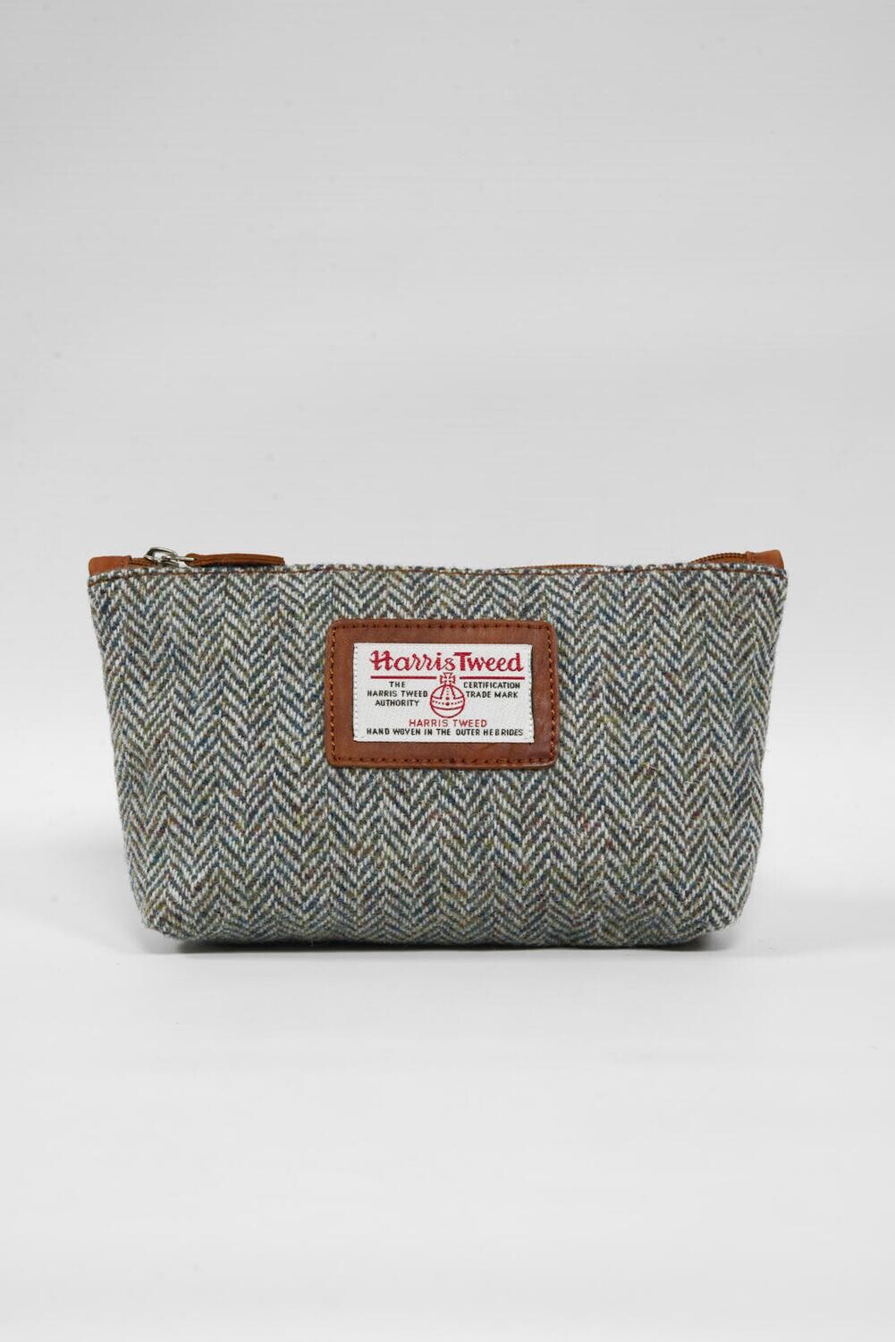 Harris Tweed Cosmetic Bag HB109 (Tan Leather) Harris Tweed Cosmetic Bag HB109 (Tan Leather