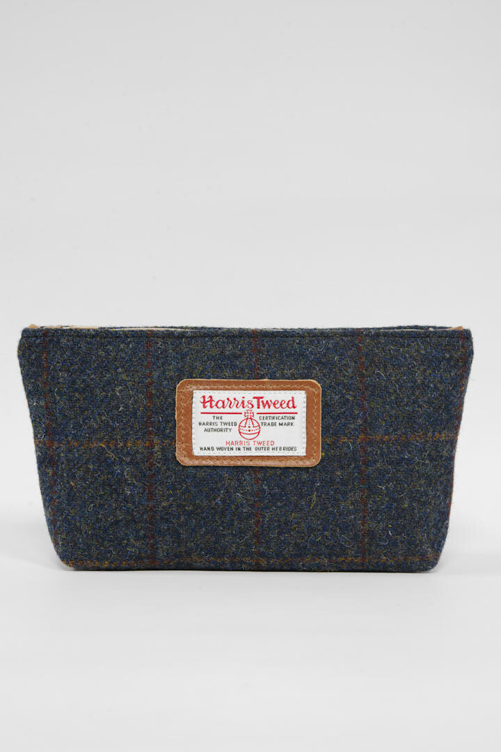 Harris Tweed Cosmetic Bag A069 (Tan Leather) Harris Tweed Cosmetic Bag A069 (Tan Leather