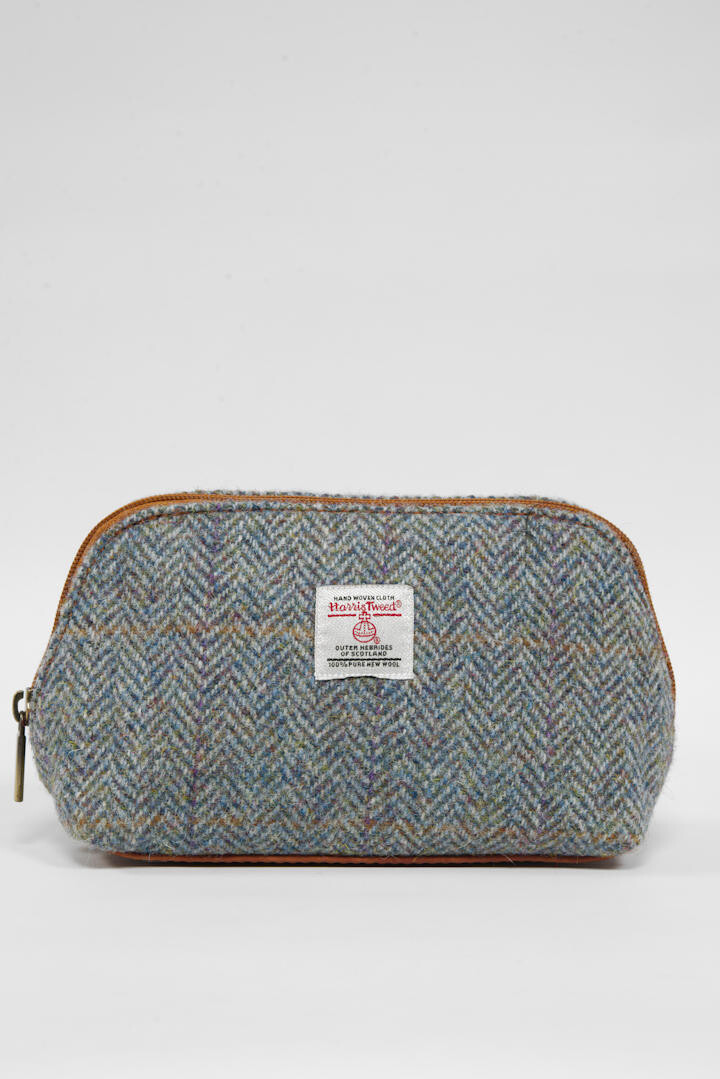 Harris Tweed Cosmetic Bag Style 2 HB132 (Tan Leather) Harris Tweed