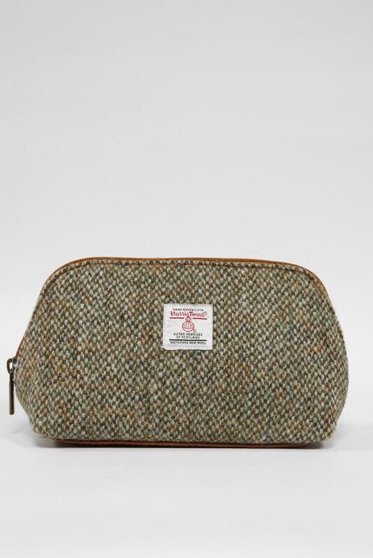 Harris Tweed Cosmetic Bag Style 2 | BC2 (Tan Leather)