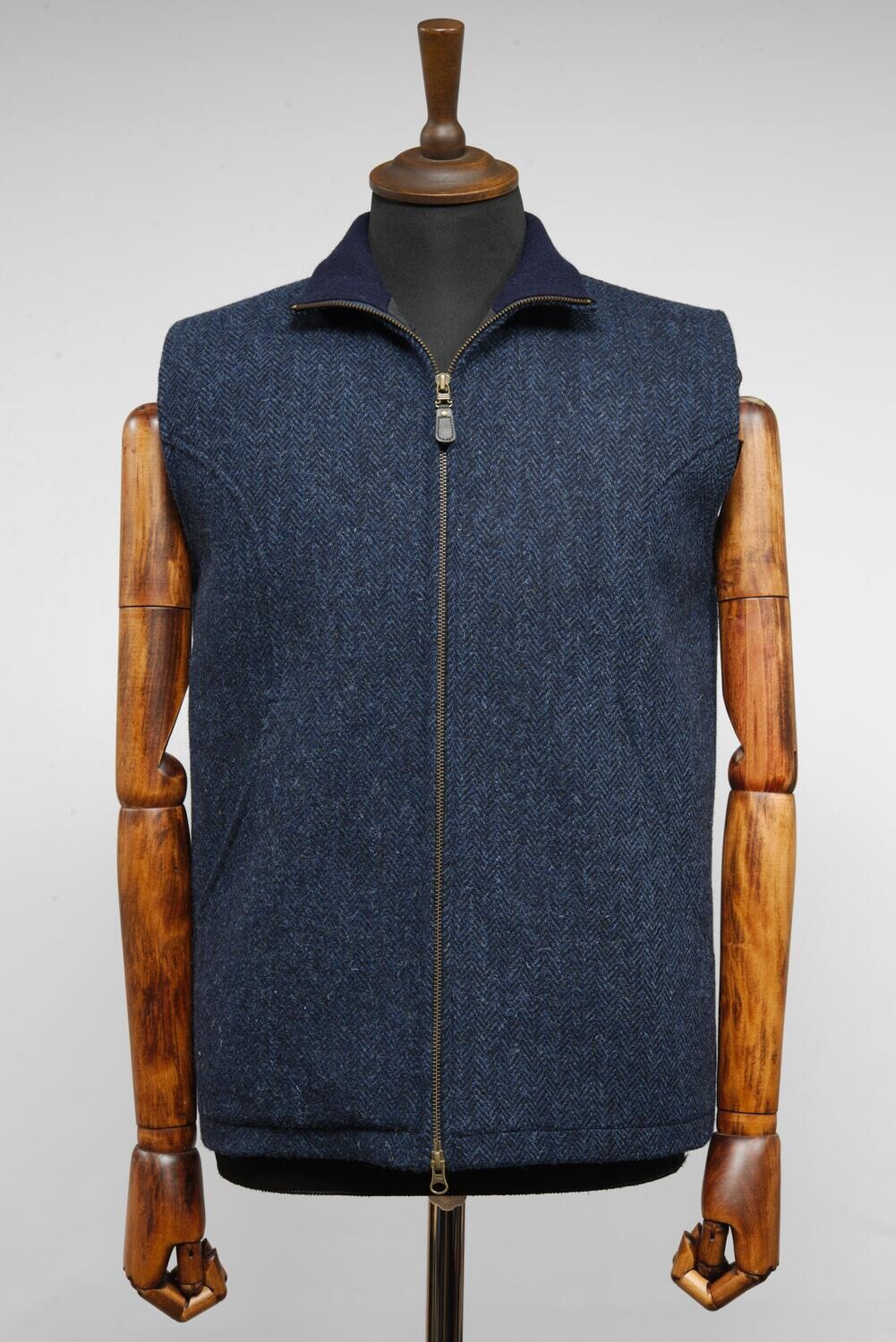Harris Tweed Gilet | Navy Herringbone
