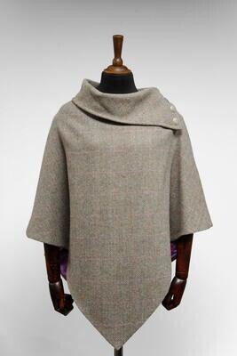 Harris Tweed Ladies Celtic Cape | Pink Check Herringbone