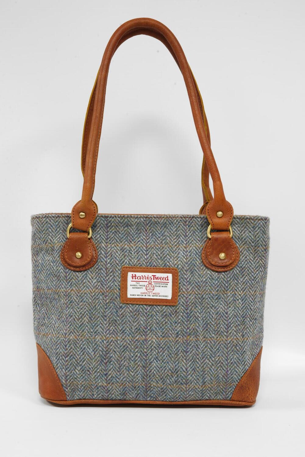 Harris Tweed Tote Bag Style 2 HB132 Tan Leather OL