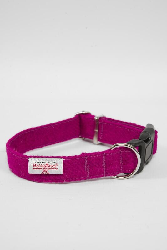 Pink harris tweed dog collar hotsell