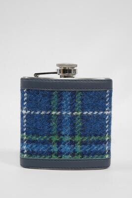 Harris Tweed Hip Flask | A0169 (Navy Leather)