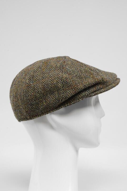 Harris Tweed 8 Piece Flat Cap | Brown HB w/Overcheck (HH)