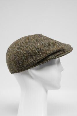 Harris Tweed 8 Piece Flat Cap | Brown HB w/Overcheck (HH)