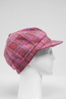 Harris Tweed Baker Boy Hat | Pink/Lilac Check (GA)