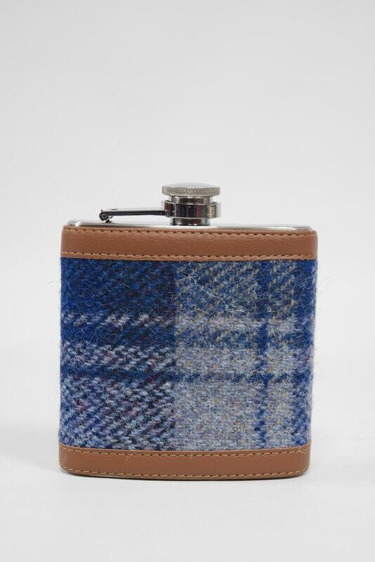 Harris Tweed Hip Flask | A0237 (Tan Leather)