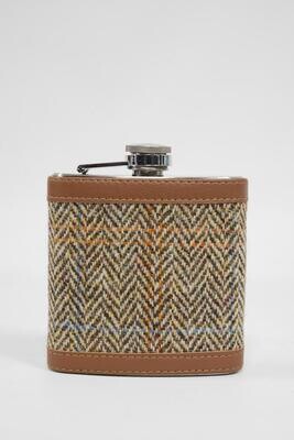 Harris Tweed Hip Flask | HB133 (Tan Leather)