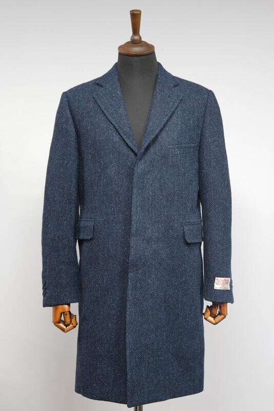 Harris Tweed Chelsea Coat | Navy Herringbone