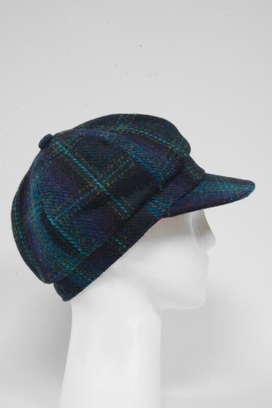 Harris Tweed Baker Boy Hat | Blue w/ Turquoise OC (GA)