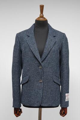 Harris Tweed Millie Jacket | Navy Mix Basket Weave Check