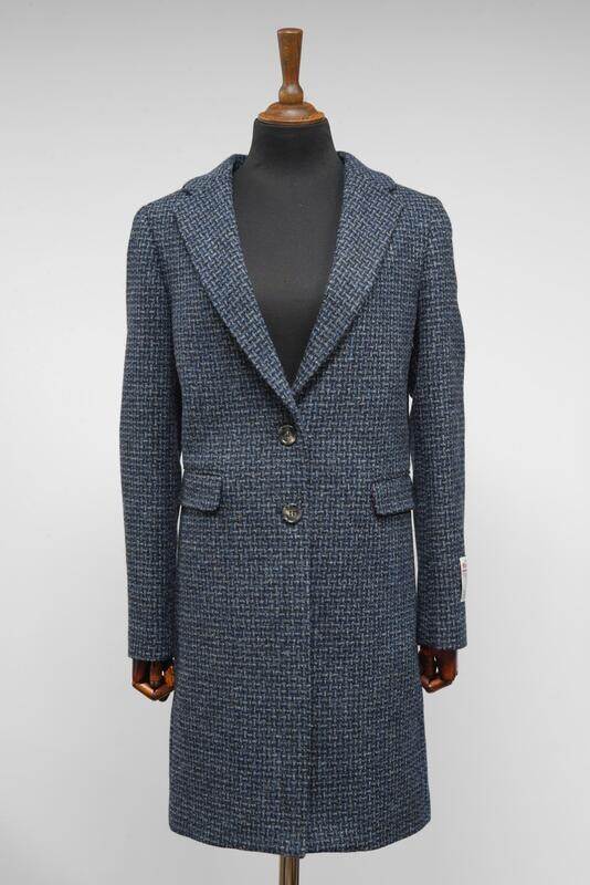 Harris Tweed Christine Coat | Navy Mix Basket Weave