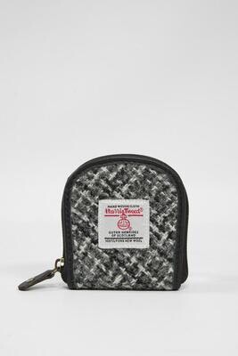 Harris Tweed Lewis Tray Coin Purse | A0202 (C) (Black Leather)