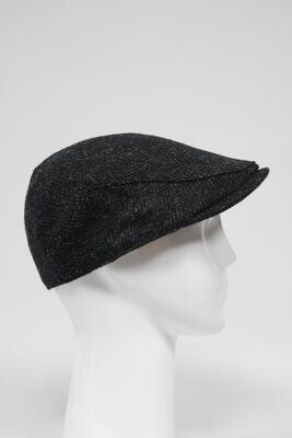 Harris Tweed Flat Cap | Dark Charcoal Herringbone (HH)