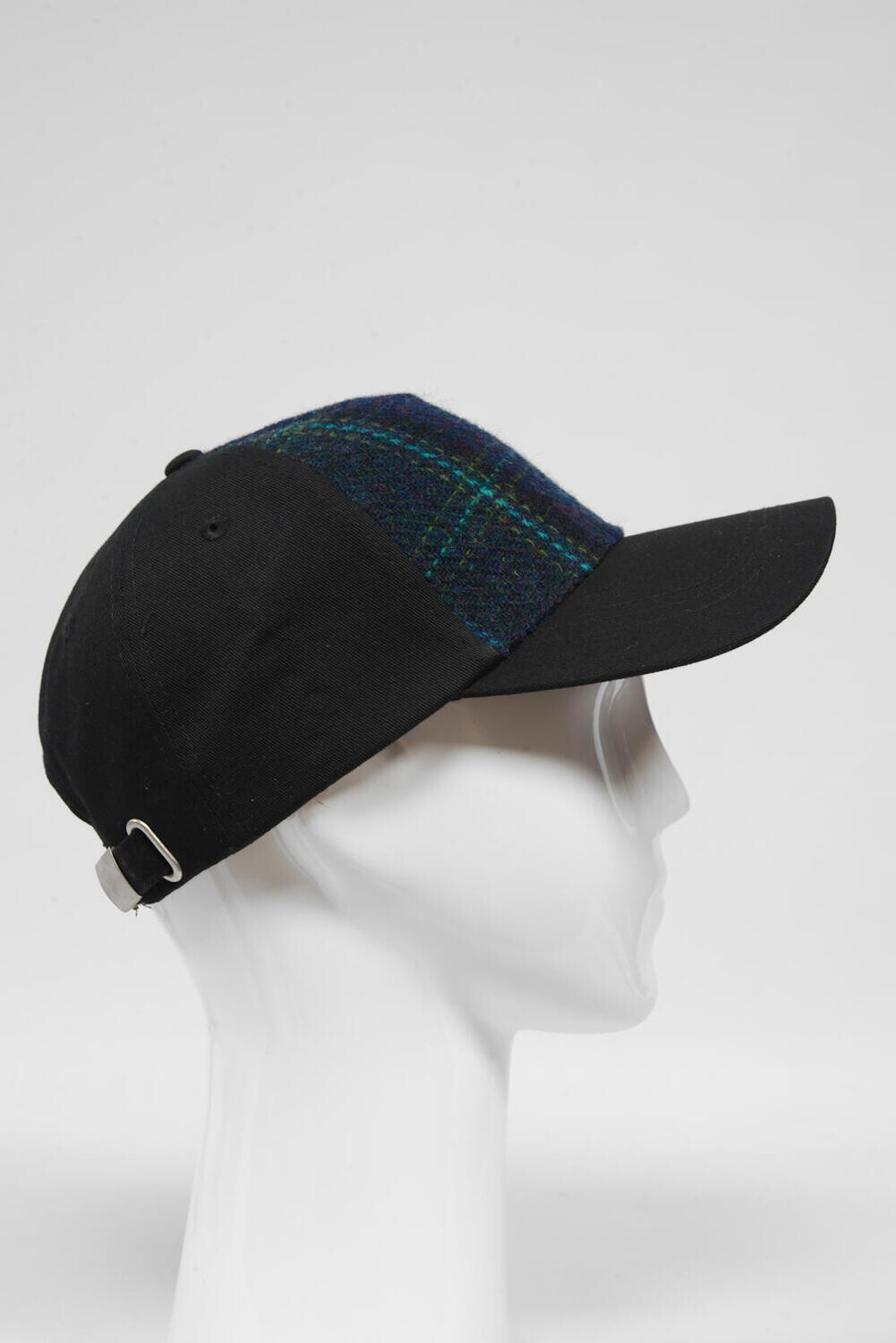Harris Tweed Baseball Cap | Navy w/Teal Overcheck (GA)