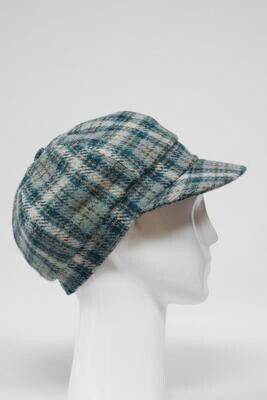 Harris Tweed Baker Boy Hat | Duck Egg/Cream Check (GA)