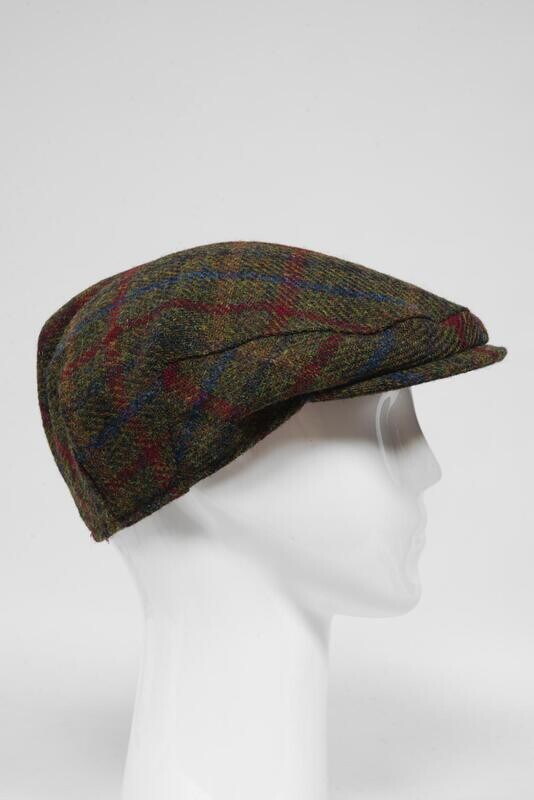 Harris Tweed Flat Cap | Green/Burgundy Multi (GA)