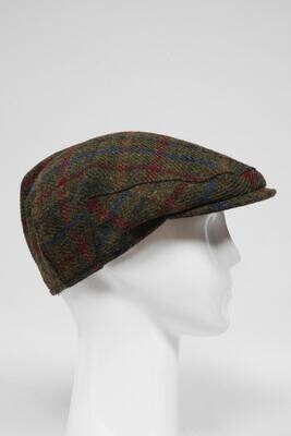 Harris Tweed Flat Cap | Green/Burgundy Multi (GA)